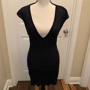 Black knit tunic top or mini dress
